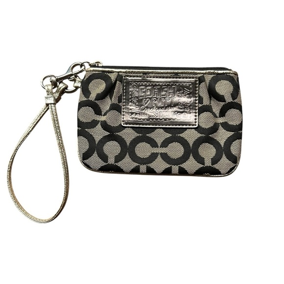 Coach Poppy Wristlet in Brown and Tan Mono Jaquard - Picture 5 of 10